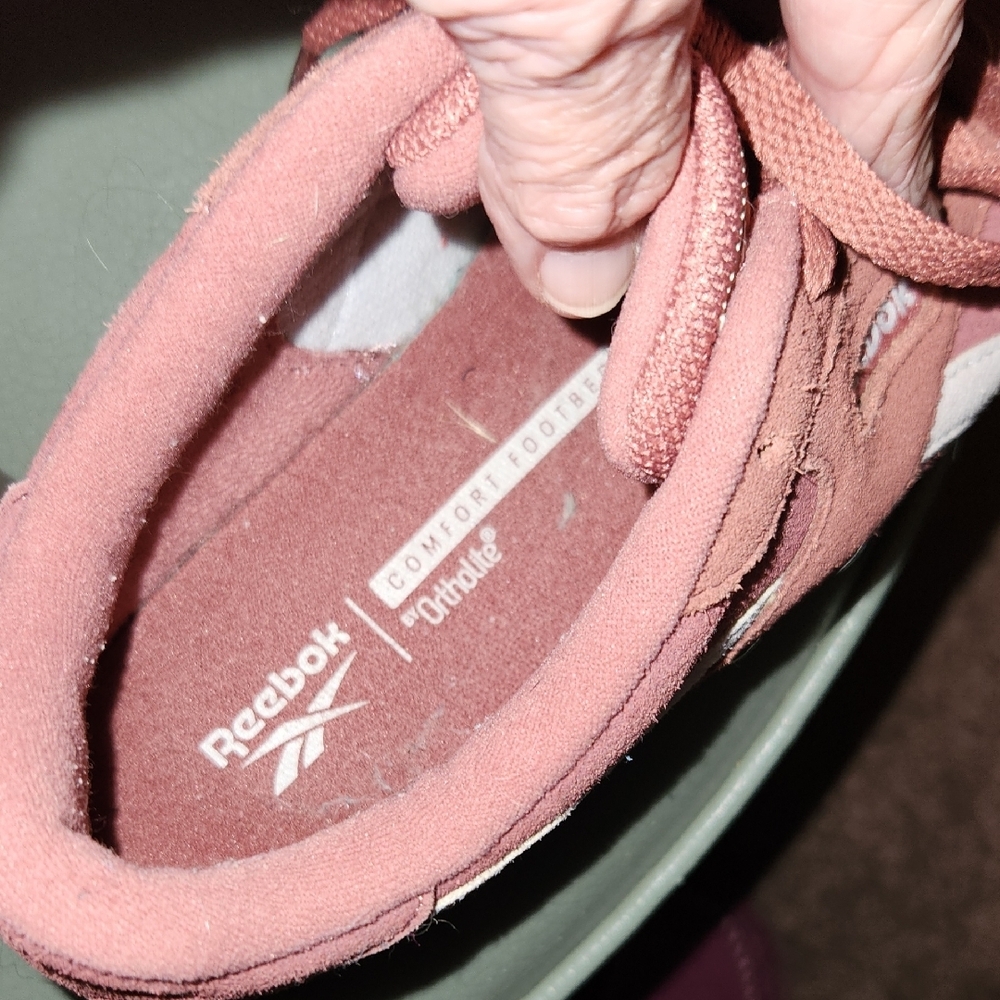 Reebok Rose Suede Sneakers with White Stripes - Picture 8 of 12